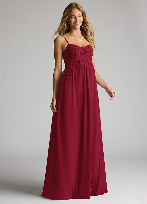 Azazie Llana Maternity Bridesmaid Dresses A-Line Chiffon Floor-Length Dress image1