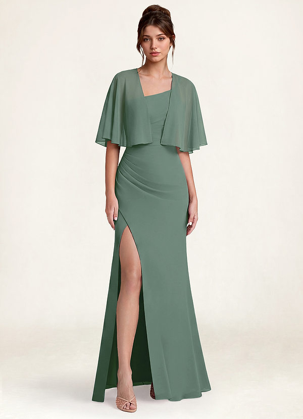 front Azazie Matching Color Chiffon Short Cape Shawl