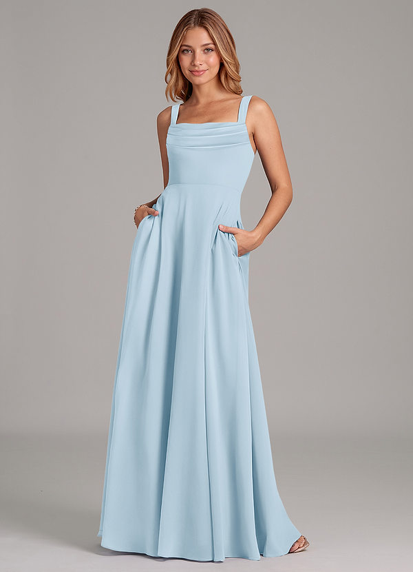 Azazie Shaude Bridesmaid Dresses Sky Blue A-Line Pleated Chiffon Dress image1