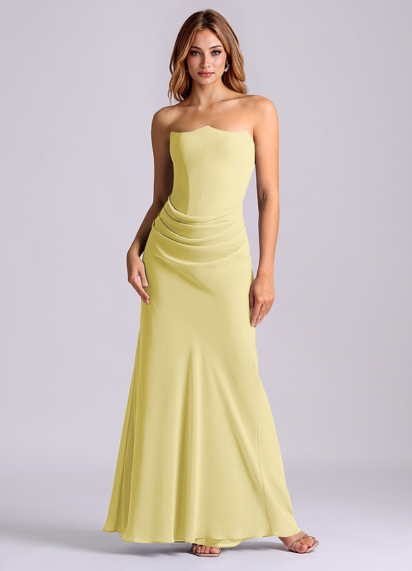Azazie Debby Bridesmaid Dresses Lemon Sorbet Mermaid Strapless Chiffon Dress image1