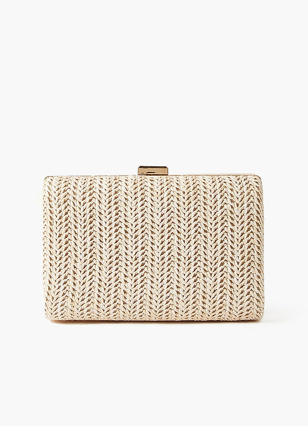 front Woven Wicker Clutch Bag