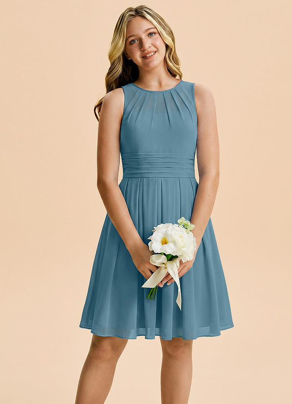 Azazie Bibiane Junior Bermuda A-Line Pleated Chiffon Dress image1