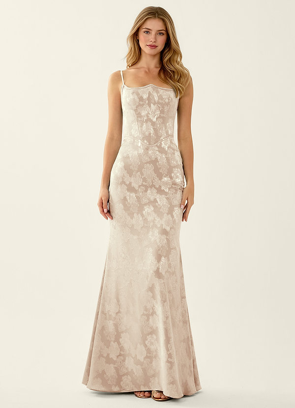 Luciole Creme Blondekorset med snørebånd på ryggen og havfrue-galakjole image1