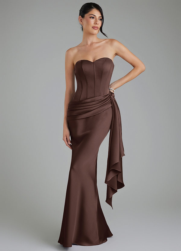 Azazie Draya Bridesmaid Dresses Ganache Mermaid Strapless Stretch Satin Dress image1