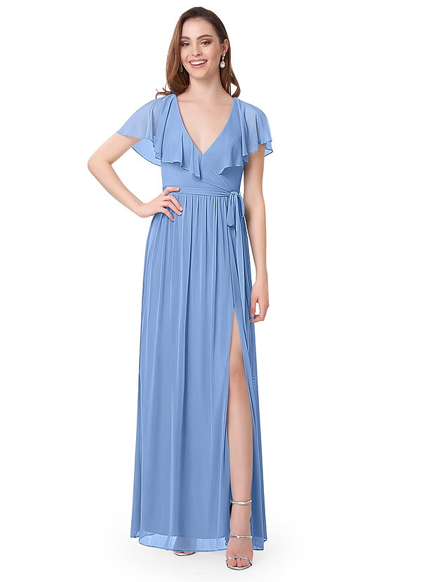 dusk blue bridesmaid dress