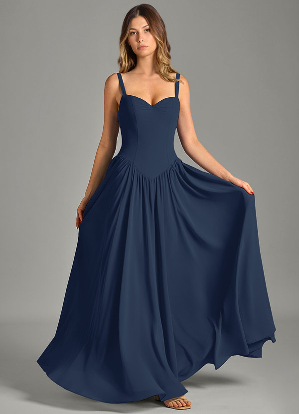 Azazie Evadina Suknie dla druhen Linia A Gorset Szyfon Do ziemi Sukienka image1