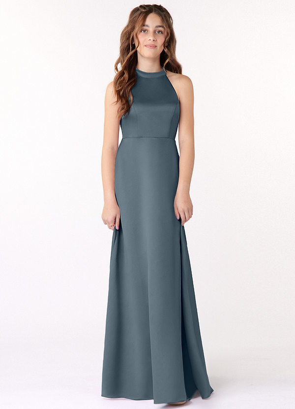Azazie Laurel Junior Twilight A-Line Stretch Satin Dress image1