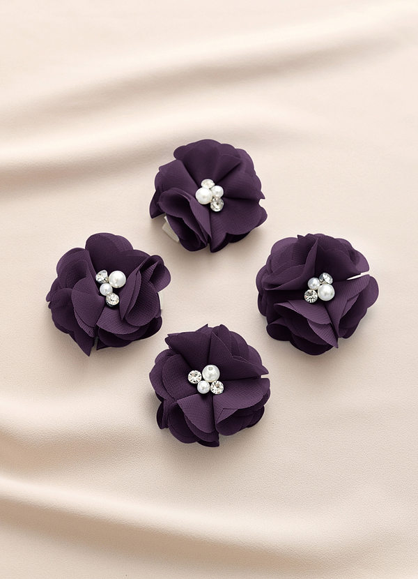 front Four-Piece Matching Color Chiffon Hair Clip Set