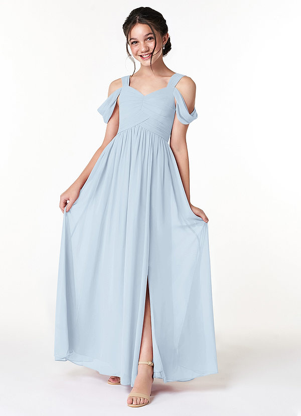 Azazie Lianne Junior Mist A-Line Off the Shoulder Chiffon Dress image1
