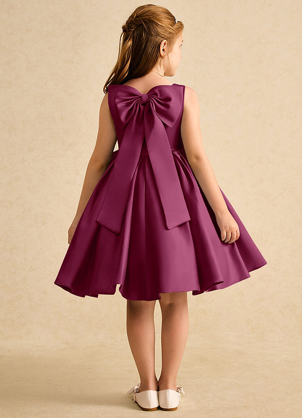 Azazie Jessie Flower Girl Dresses Mulberry A-Line Bow Matte Satin Dress image1