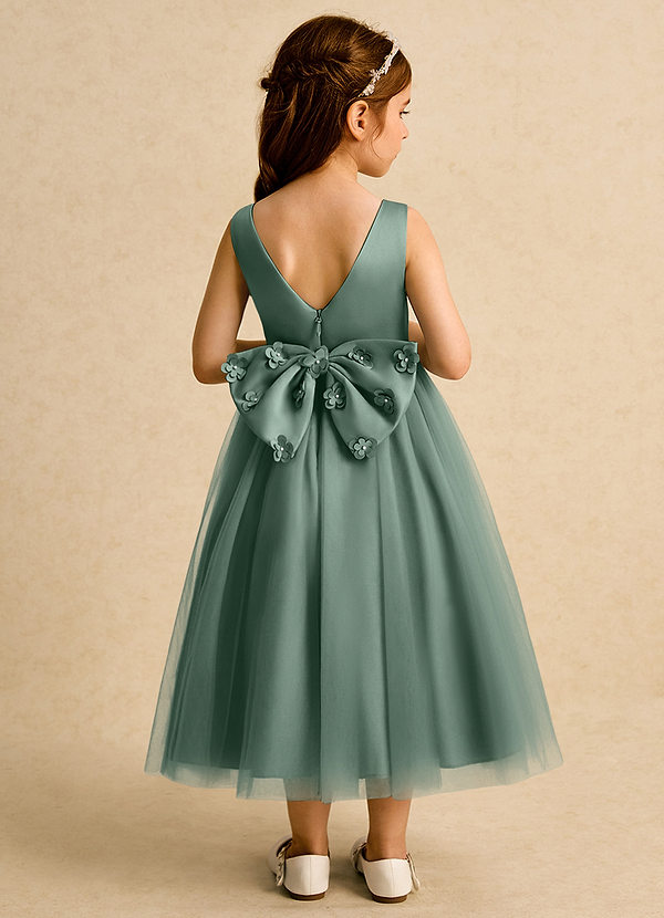 Azazie Malva Flower Girl Dresses Eucalyptus Ball-Gown Bow Tulle Dress image1