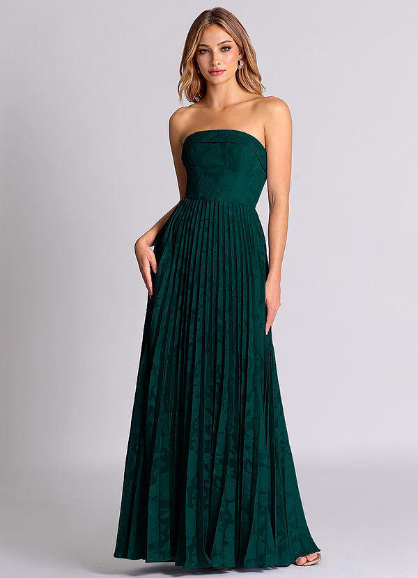Azazie Mariana Bridesmaid Dresses Pine A-Line Strapless Floral Burnout Convertible Dress image1