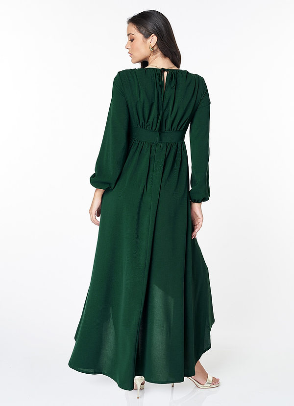 Dudley Dark Emerald Long Sleeve High Low Dress image2