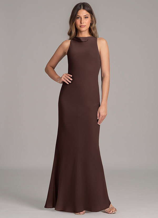 Azazie Allettie Brautjungfernkleider Meerjungfrau-Linie Chiffon Kleid Ganache image1