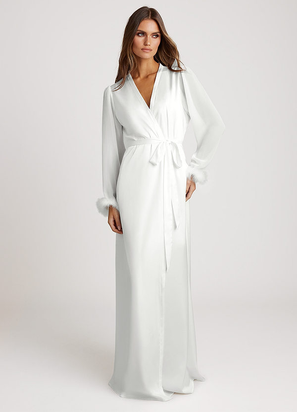 front Wit Satijnen pyjama met mouwen van veren