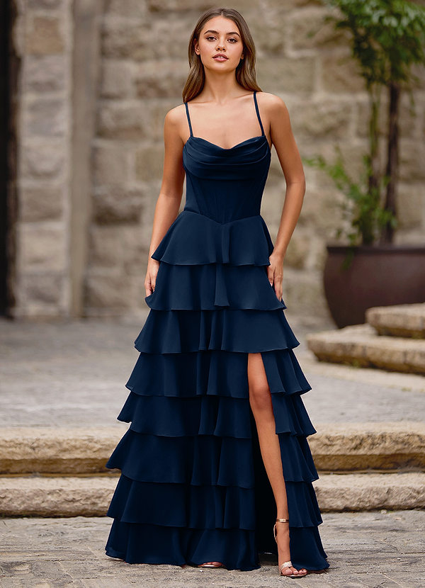 Rhythm Marine A-Linien-Ballkleid mit Rüschen image1