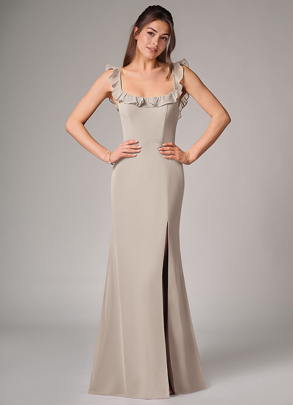 Azazie Callie Bridesmaid Dresses Frost Mermaid Side Slit Chiffon Convertible Dress image1