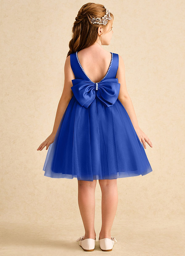 Azazie Jani Flower Girl Dresses Royal Blue A-Line Bow Tulle Dress image1