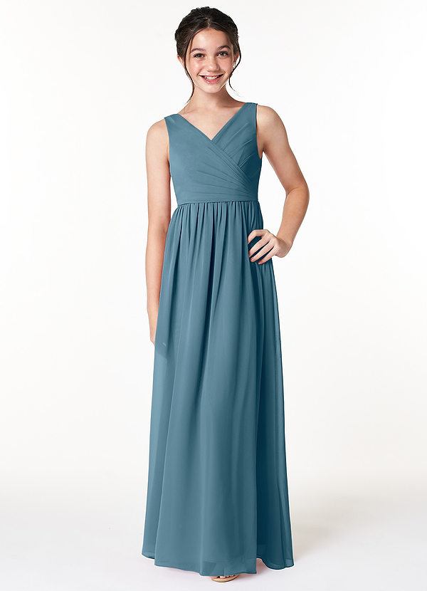 Azazie Sawyer Junior Bermuda A-Line Pleated Chiffon Dress image1