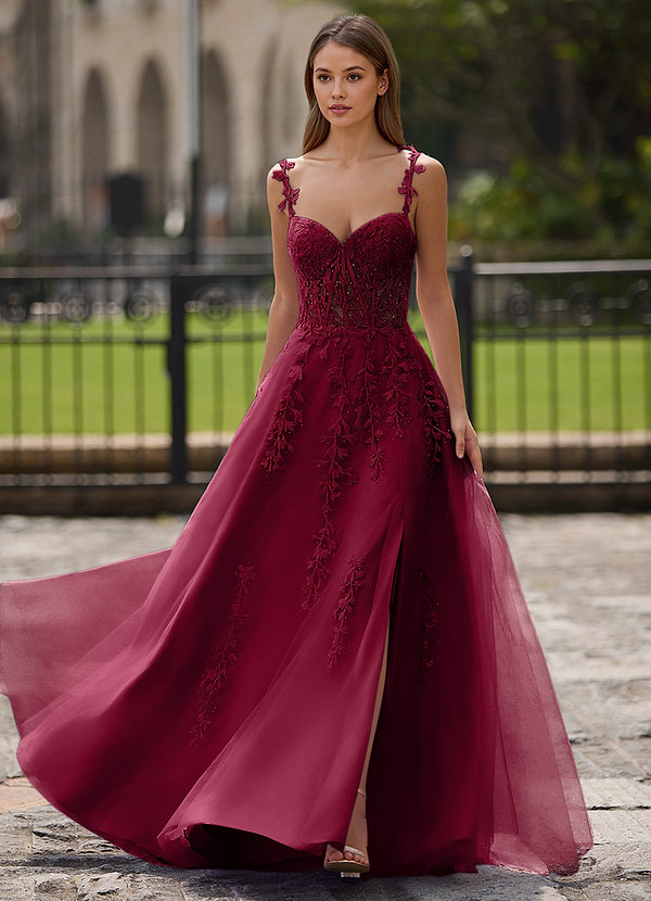 Dreamscape Burgundy A-line Prom Dress image1