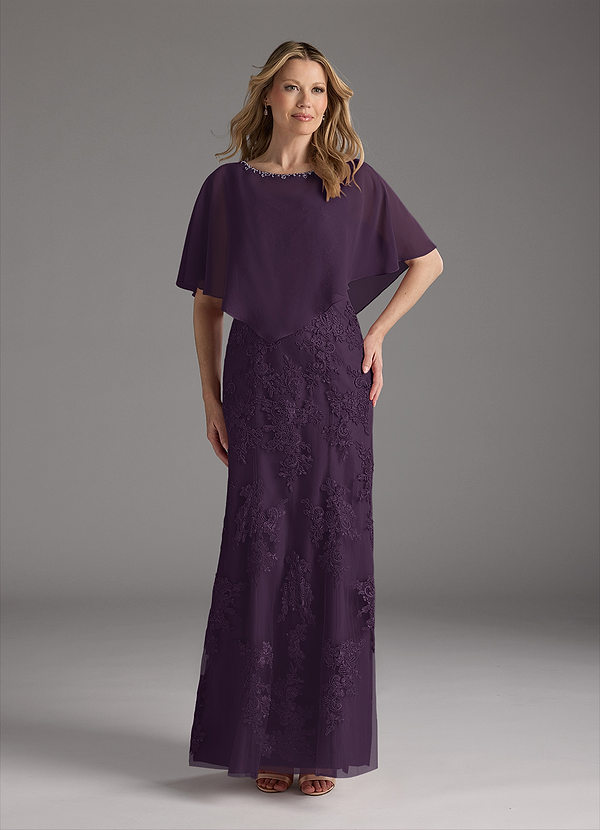 Azazie Whilhelmina Mother of the Brides Dresses Plum Mermaid Lace Chiffon Dress image1