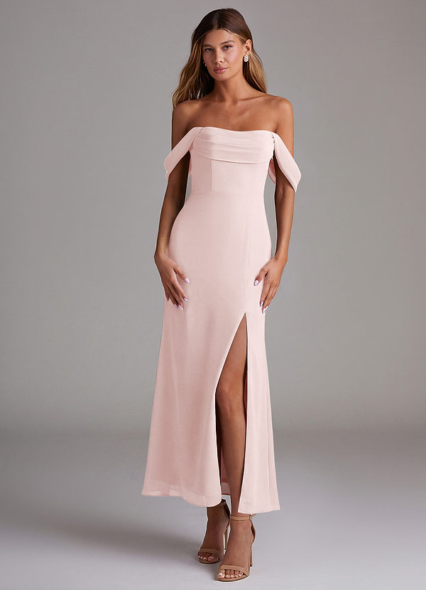 Azazie Saige Abiti da Damigella Abito Convertibile Sirena in Chiffon a Spalla Scoperta Rosa Rossore image1