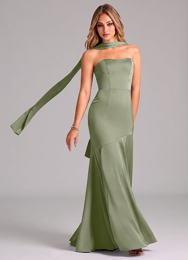 Shiloh Bridesmaid Dresses Pistachio Mermaid Strapless Stretch Satin Convertible Dress image1