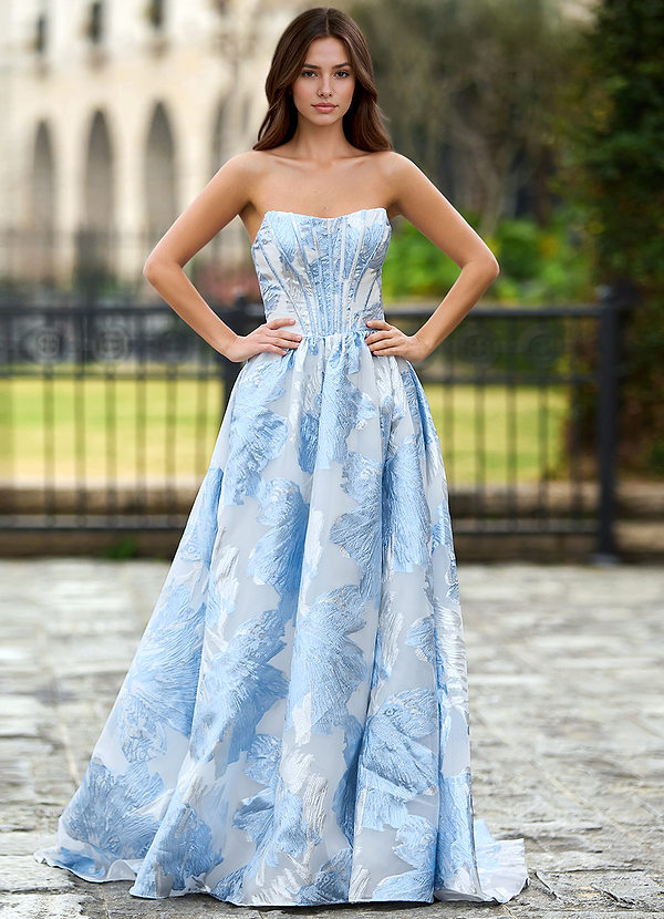 Thalia Sky Blue Enchanted Garden Lace-Up A-Line Prom Dress image1