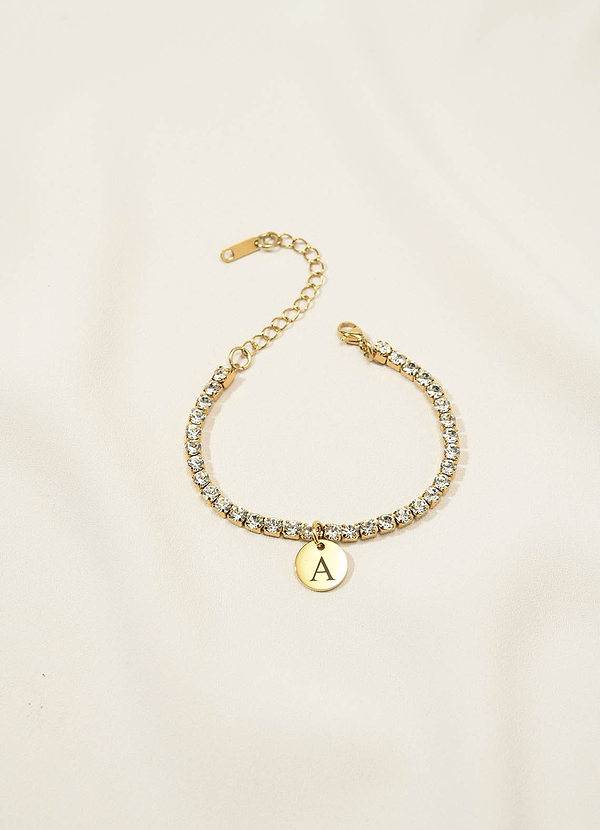 front Tennisarmband met strass-initiaal