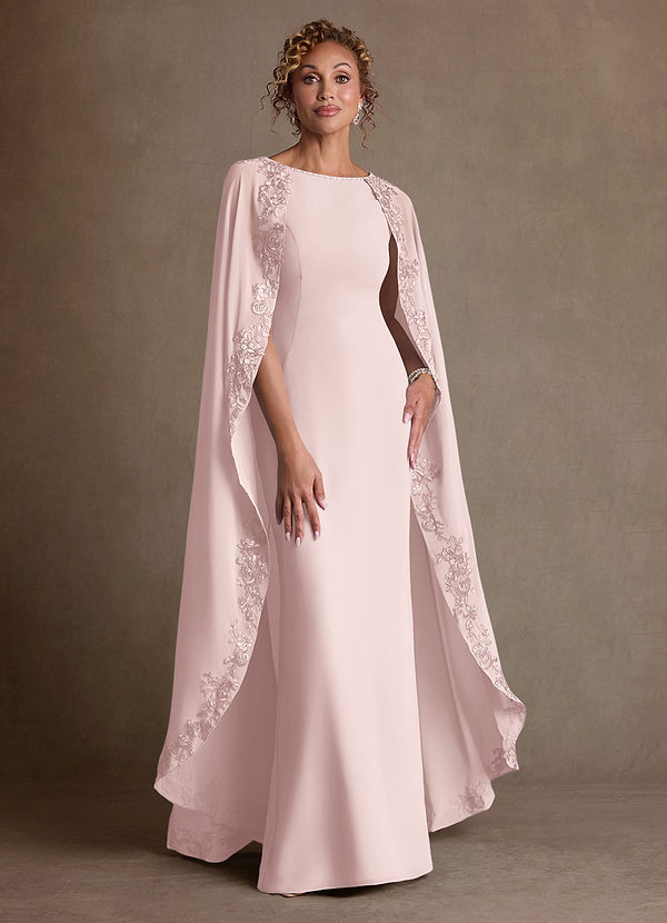 Azazie Artemisia Mother of the Brides Dresses Blushing Pink Sheath Lace Chiffon Dress image1