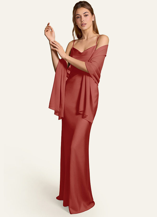 front Azazie Matching Color Aleena Chiffon Shawl