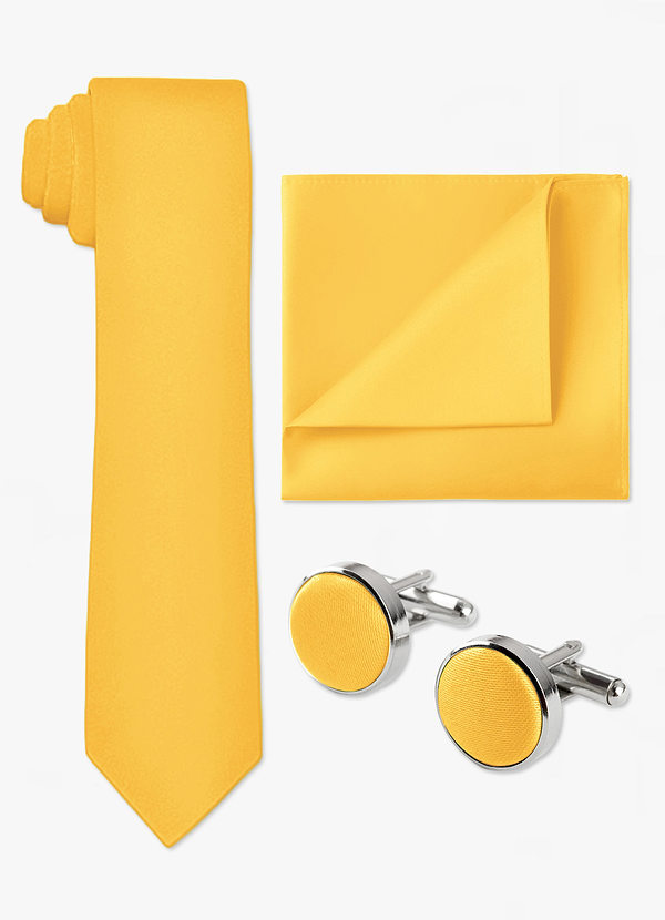 front Matching Skinny Tie & Pocket Square & Cuff Links Set