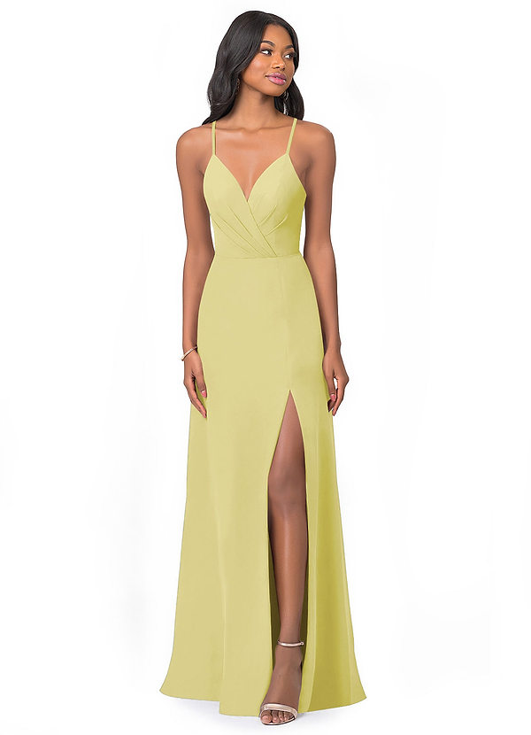 Azazie Everleigh Bridesmaid Dresses Lemon Sorbet A-Line Sweetheart Pleated Chiffon Dress image1