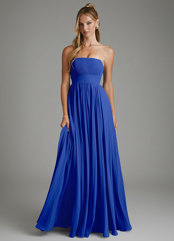 Azazie Ari Bruidsmeisjesjurken Jurk van Chiffon met A-lijn Strapless Koningsblauw image1