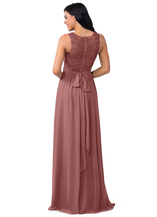 Azazie Kingsley Bridesmaid Dresses A-Line Lace Chiffon Floor-Length Dress image2