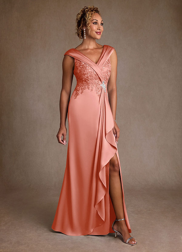 Azazie Santa Monica Vestidos de Madre de la Novia Vestido de Coral de Encaje de Corte en A image1