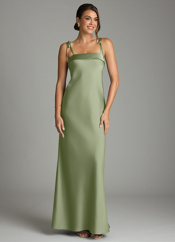 Ellia Bridesmaid Dresses Pistachio Sheath Bow Stretch Satin Dress image1