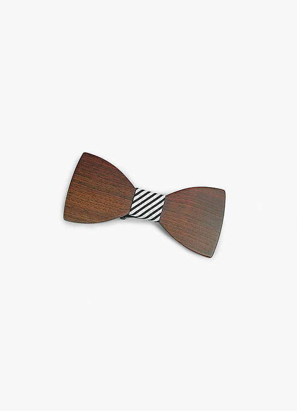 front Dark Wooden Bow Tie