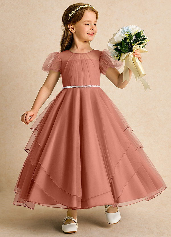 Azazie Duckie Abiti da Ragazza di Fiori Abito Principessa in Tulle Plissettato Più Tagliato image1