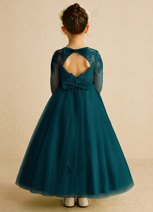 Azazie Precious Blumenkinder Kleider A-Linie Spitze Tüll Kleid Kiefer image1