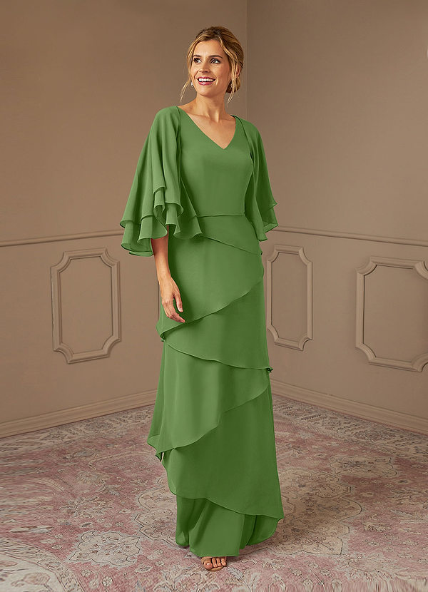 Azazie OHara Mother of the Brides Dresses Basil A-Line V-Neck Chiffon Dress image1