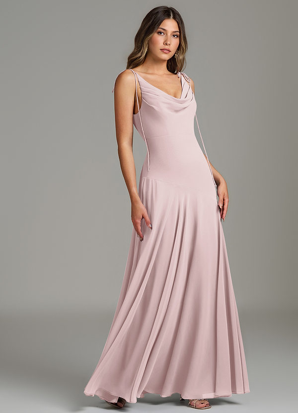 Azazie Dawn Bridesmaid Dresses Blushing Pink Mermaid Pleated Chiffon Dress image1