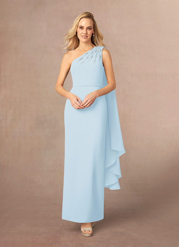 Azazie Gianna Vestidos de Madre de la Novia Vestido de Azul Cielo de Crepé elástico con Hombro unilateral image1