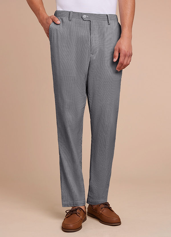 front Gavin Grey Striped Seersucker Dress Pants