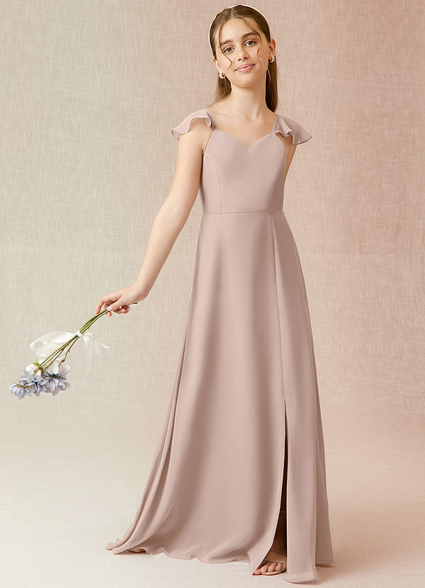 Azazie Everett Junior Robe Trapèze en Mousseline de soie Rose Anglais image1