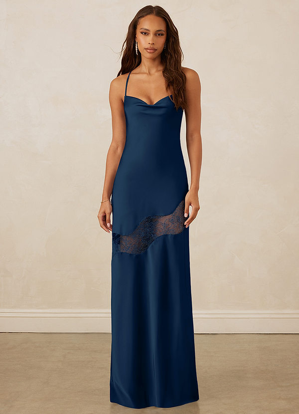 Christian Siriano Bridal for Azazie 1012 Bridesmaid Dresses Chantilly Lace Cut Out Stretch Satin Slip Dress image1