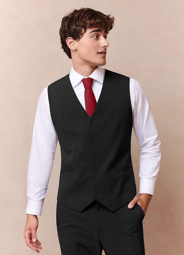 black dress vests for men Savile Black Wool Blend Suit Vest | Slim Regular Suit Vests