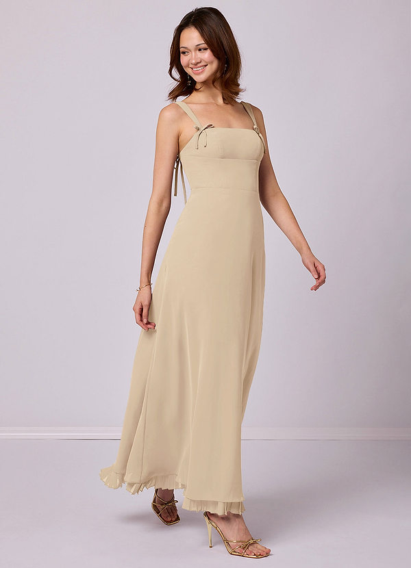 Barbie ♥ Azazie Bridesmaid Dresses Champagne A-Line Pleated Chiffon Dress image1