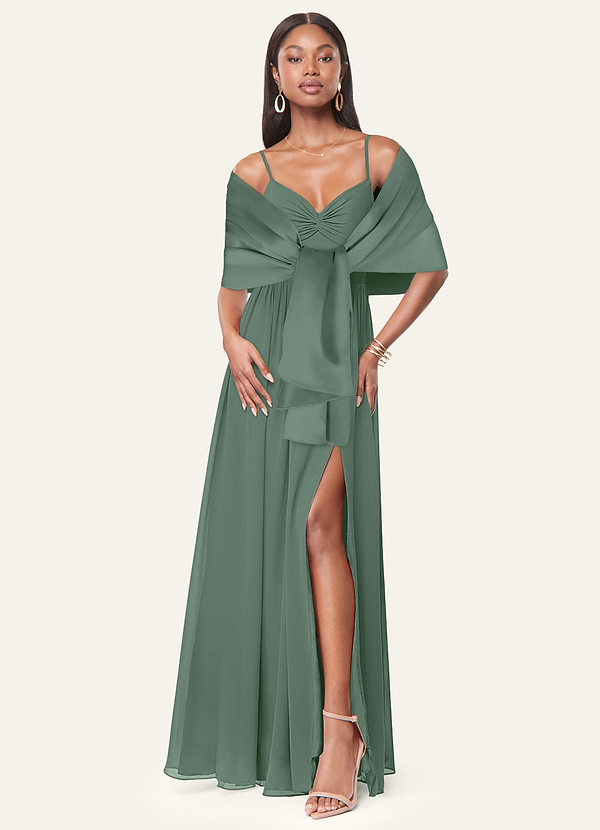 front Azazie Matching Color Aleena Matte Satin Shawl