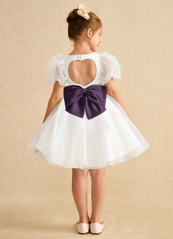 Azazie Debbie Vestidos de Niña de Flores Vestido de Marfil Ciruela de Organza de Princesa con Escote de Corazón image1